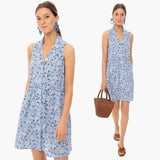 Tuckernuck Royal Shirt Dress in Blue Hydrangea Sleeveless Size Small Hydrangea
