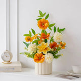NAWEIDA Artificial Silk Hydrangeas Flowers in Vase, Faux Fall Flower Arrangement Hydrangea