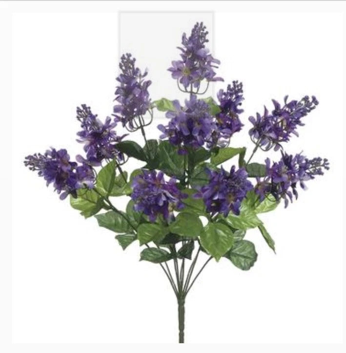 Set of 2 Artificial Purple Lilac 20-1/2" Tall Floral Bushes Flowering Plants