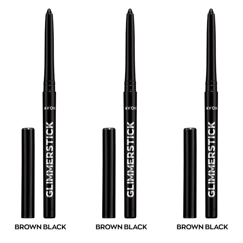 NEW Avon  Glimmerstick Retractable Eyeliner - Brown Black 0.28 g / Set of 3 Bouquet