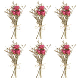 6 Pcs Mini Rose Dried Flower Bouquet Baby's Breath Boho DIY Gift Rose Red Dried Flower