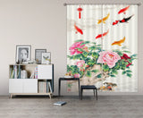3D Peony Flower Goldfish ZHUA1494 Photo Curtain Window Blockout Fabric Amy 2023 Peony