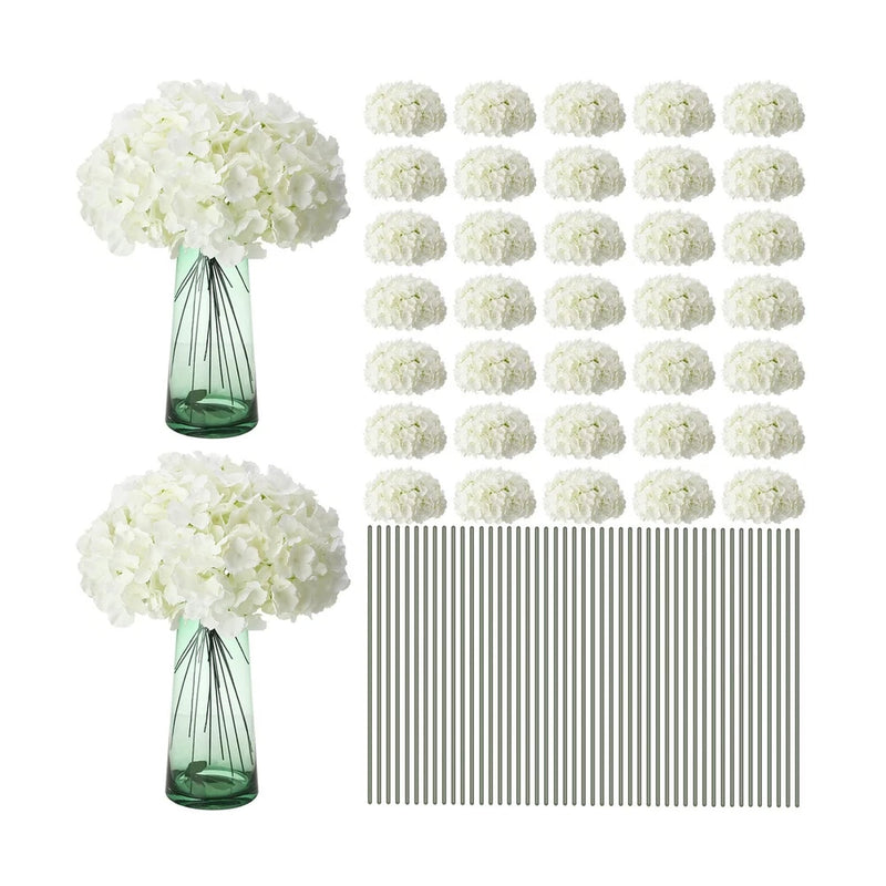 Unittype Silk Hydrangea Artificial Flowers Heads with Stems Faux Hydrangea Fl... Hydrangea