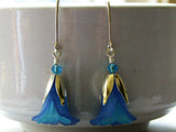 FLOWER EARRINGS Blue Tulip Cala Lily Silver Dangle Earrings Lily