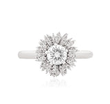 1.04CT White Cubic Zirconia Sunflower Design 935 Argentium Silver Women's Ring Sunflower