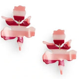 Lele Sadoughi small paper lily earrings striped pink. Retail $125 Lily