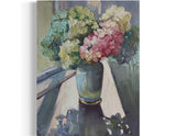 Original Oil Painting Hydrangeas Bouquet Pink White Floral Wall Art Hand Painted Hydrangea