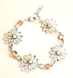 Silver Daisy Bracelet Daisies Womens Flower Bracelet Crystal Flower Jewelry Daisies