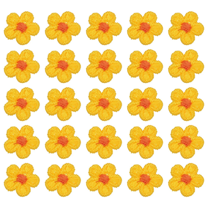 50 Pcs Mini Daisies Flower Sew on Patches, Flower Appliques Patches, Yellow Daisies