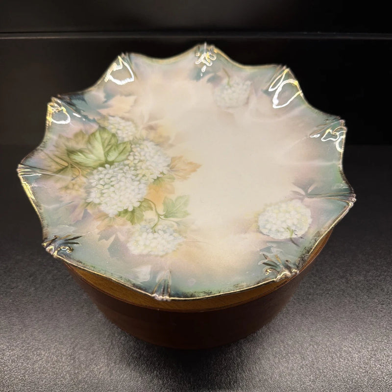 Genuine Antique RS Prussia Luster - Hydrangea Flowers Cake Plate 7Ó- Rare Hydrangea
