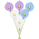 6-Pack Crochet Flowers,  Artificial Calla Lily Flowers[White, Purple, Blue] Lily
