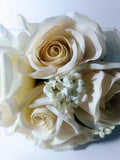 Vtg 2 Bridesmaids 9"x11" Bouquet Cream With Hint Pink Roses & Other Silk Flowers Bouquet