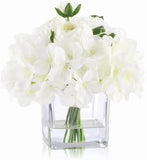 Elegant White Fake Hydrangea & Ranunculus Flowers in Vase for Home Decor Ranunculus