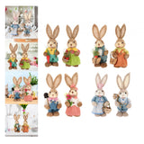 2Pcs Artificial Straw Rabbit Rabbit Figurine for Easter Desktop Decoration Pampas Grass