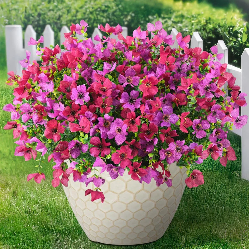 Artificial Fake Flowers Plants for Outdoors - 12 Bundles Fake Plants Faux Sil... Hydrangea