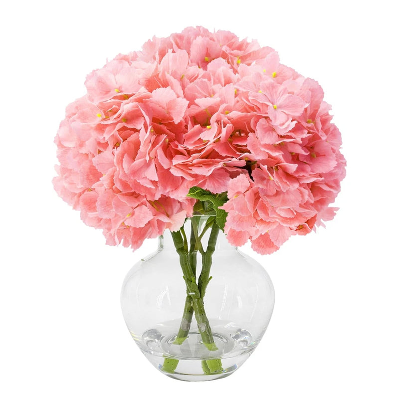 3PCS Hydrangea Artificial Flowers Fringed Edge Real Touch Fake Flowers with G... Hydrangea