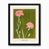 Pink & Green Carnation 4 Flower Pos Framed Wall Art Poster Canvas Print Picture Carnation