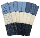 10 Fat Quarters - Bluebird's Nest Kansas Troubles by Moda Blues Creams M223.21 Flowering Plants