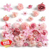rongflower Silk Artificial Rose Peony Daisy Flower Heads Bulk 48 Pack Pink Peony