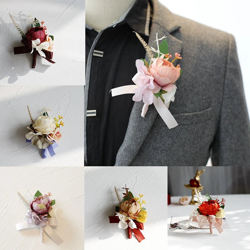 Wedding Wrist Flower Retro Artificial Peony Hydrangea Wedding Corsage Bridesmaid Hydrangea
