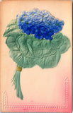 Embossed Blue Hydrangea Flowers Bouquet Postcard Vintage Floral Art Hydrangea