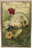 1910 A Souvenir For Your Birthday, Carnations, Daisy, Flowers, Vintage Postcard Carnation