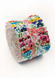 2.5 inch Prairie Flower Jelly Roll 100% cotton fabric quilting strips 18 pieces Flowering Plants