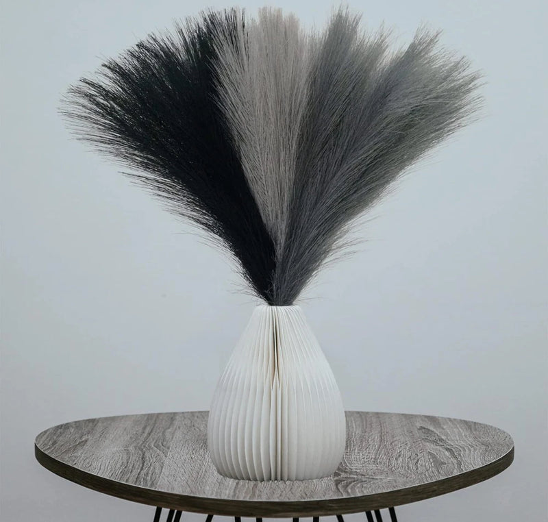 6 Pcs 17 Faux Dried Pampas Grass Black Grey Bouquet Flower Arrangement Vase Pampas Grass
