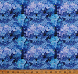 Cotton Blue Hydrangeas Flowers Floral Garden Fabric Print by the Yard D484.43 Hydrangea