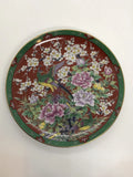 Japanese Display Plate with Peony Flower Blossoms and Exotic Bird - 16cm Peony