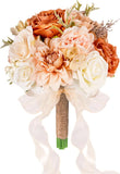 Wedding Bouquets for Bride Bridesmaid,Terracotta Burnt Orange Bouquet Artificial Bouquet