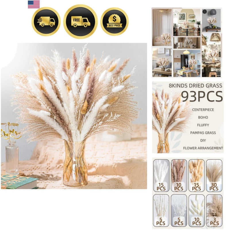 Pampas Grass Bouquet Dried Rustic Floral Home Wedding Decor 93pcs Pampas Grass