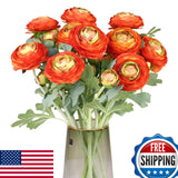 Orange Artificial Ranunculus Flowers with Real Touch Stem, Autumn Colour Ranuncu Ranunculus