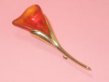 Ginnie Johansen ~ Delicate Vintage Resin & Gold Plate Lily Pin Lily