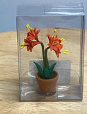Miniature Artificial Orange Lilies in a Pot, Dollhouse Orange Flowers Lily
