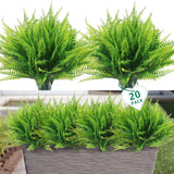20 Pcs Artificial Boston Fern Plants Bushes Outdoors Fake Flowers Bulk Greene... Green Plant