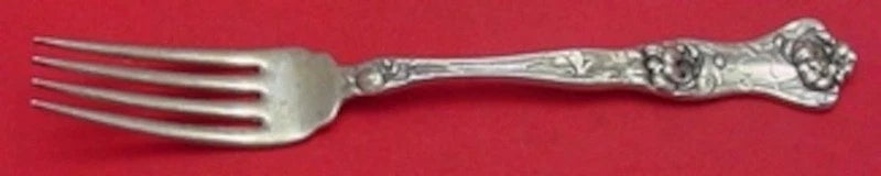 Wallace Peony sterling silver regular fork with ornate floral handle, 7 1/8 in