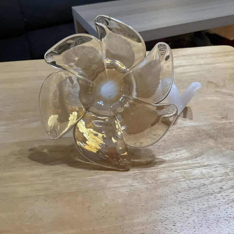 Murano flower glass Lily spiral stem 5Ó x 5Ó iridescent peach 6 pedal Lily
