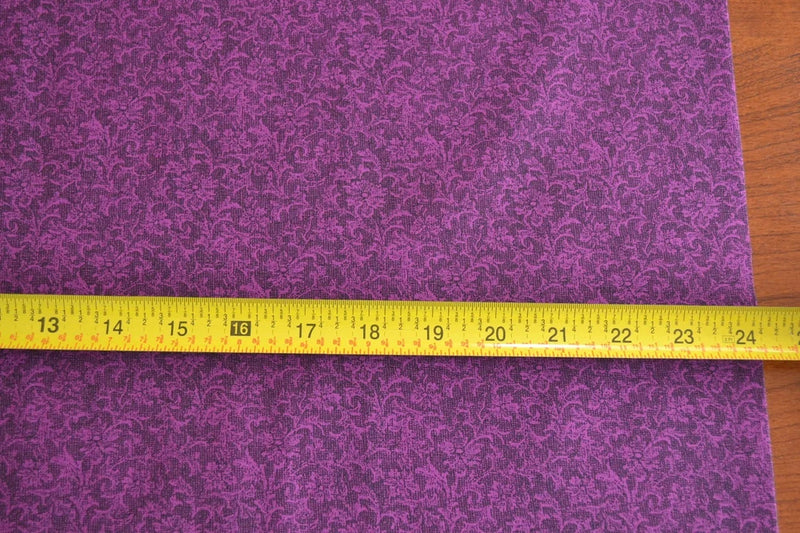By 1/2 Yd, Purple Calico on Black Quilt Cotton/RJR/Jinny Beyer Palette/4002,B761 Flowering Plants
