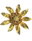 *VTG Mid Century Gold Tone 3D Daisy/ Sunflower PIN BROOCH Unmarked Sunflower