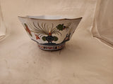 Vtg Sigma Faenza Lrg Ceramic BLUE CARNATION Octagon Bowl Gold Edge Made Italy Carnation