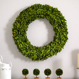24Ó Real Boxwood Natural Wreath (Preserved) Wall Door Home Decor. Retail $149 Green Plant