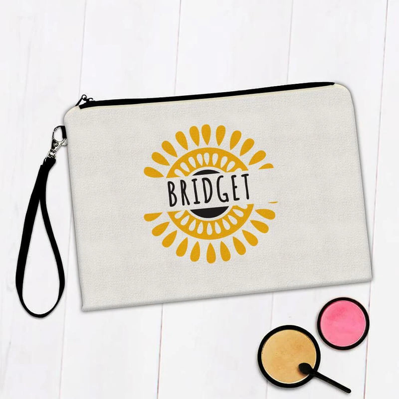 Gift Makeup Bag : Sunflower Personalized Name Flower Floral Yellow Decor Bridget Sunflower