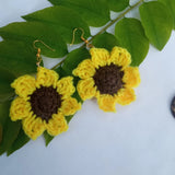 Earrings Handmade Crochet Sunflowers Women Fashion Dangle Drop Wedding Jewelry Sunflower