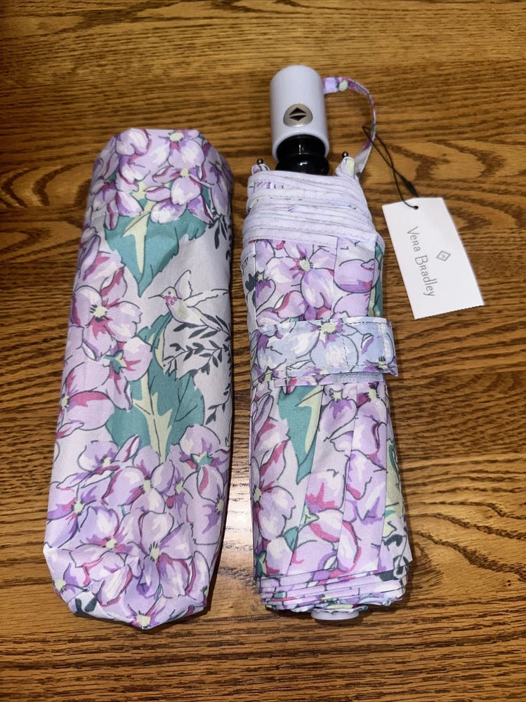 Vera Bradley HAPPY HYDRANGEAS Umbrella Automatic floral flowers pink purple NEW Hydrangea