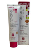 Andalou Naturals 1000 Roses CC Color + Correct SPF 30 Ounces, sheer tan, 2 fl oz Roses