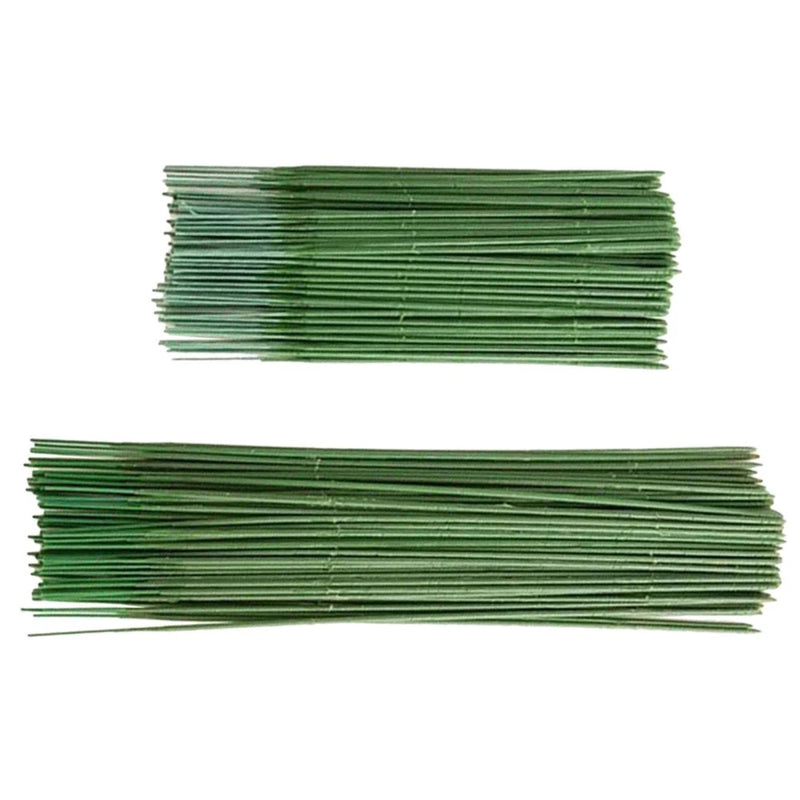 Artificial flower stems, green plastic rod stems, bundled pack view