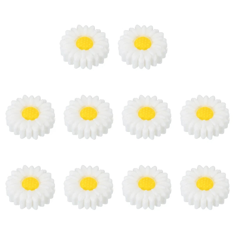 20mm Silicone Flower Beads, 10 Pcs Sunflower Bead, White Yellow Sunflower