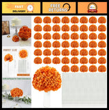 104 PCS Orange Faux Hydrangea Flowers with Stems - Silk Floral Arrangements for Hydrangea