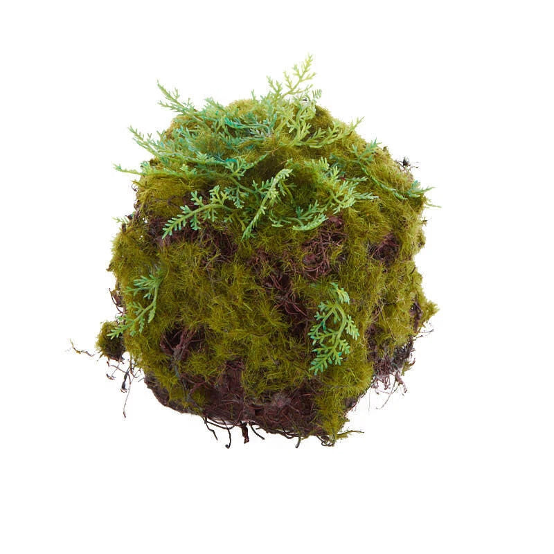 Artificial green decorative moss cube with textured foliage top